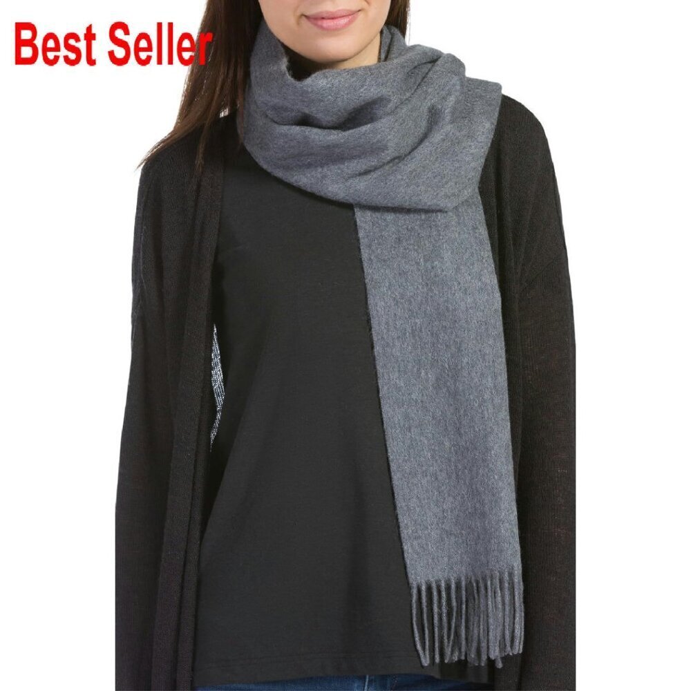 Pure Cashmere Winter Scarf Elegant Classic Minimal Chic Soft Plaid